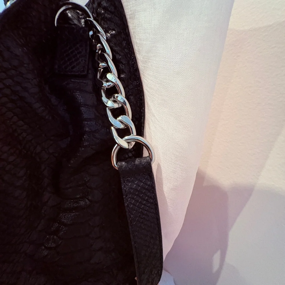 Michael Kors Black Python Leather Hamilton Purse - Picture 9 of 11